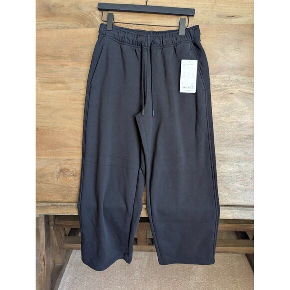 Athleta Pants - NWT Athleta Heavyweight Terry Pants Womens XS Black Drawstring Waist Wide Leg